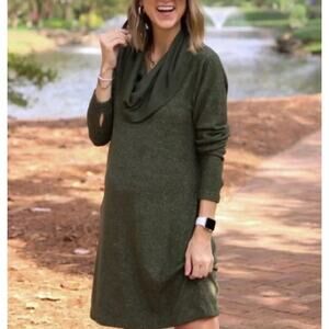 Cabi Green Solace Cowl Neck Cinch Back Sweater Dress 4016 Women's Size Medium